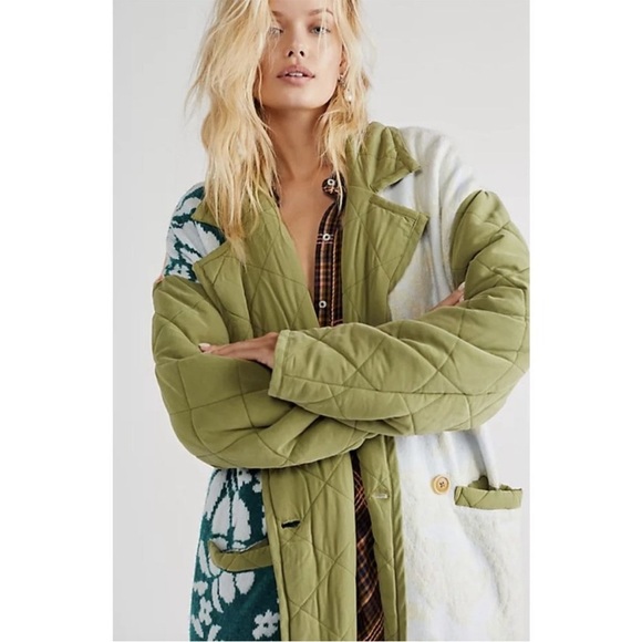 Free People Home Sweet Home Coat Quilted Sweater Knit Duster Jacket Coat Size S - Picture 3 of 13
